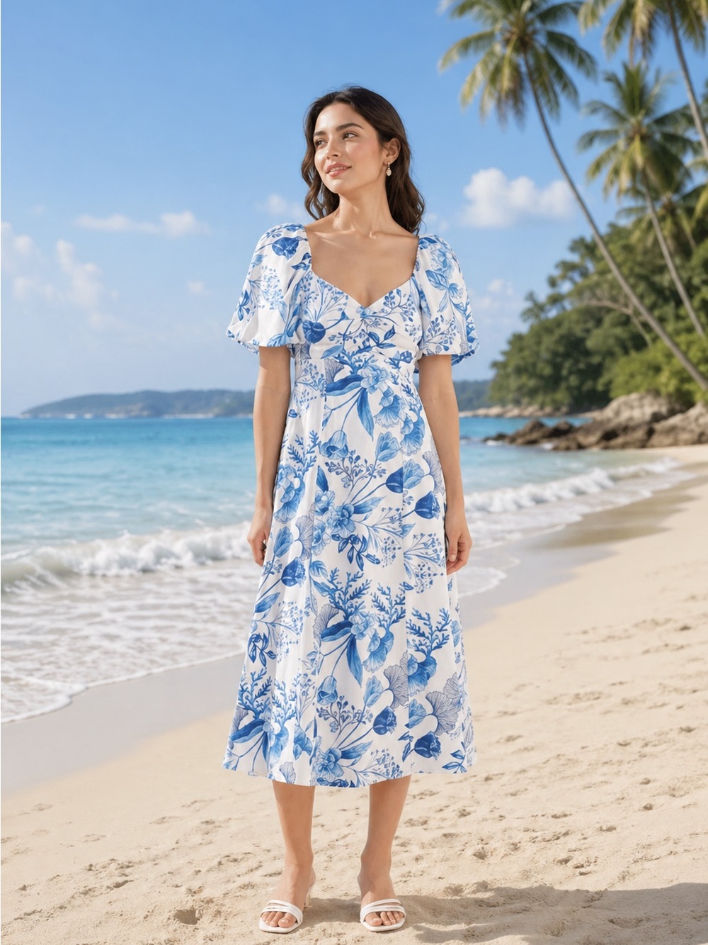 🩷Firm Price🩷 Avec Les Filles Floral Linen Blend fit & Flare dress